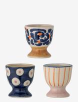 Bloomingville - Eviaya Egg Cup, Blue, Stoneware - Kiaušinių indelis - Marga / raštuota