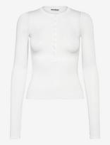 Weekday - Henny Henley Ls Top - Marškinėliai ilgomis rankovėmis - Balta