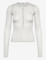 Weekday - Henny Henley Ls Top - Marškinėliai ilgomis rankovėmis - Pilka
