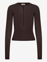 Weekday - Henny Henley Ls Top - Marškinėliai ilgomis rankovėmis - Ruda