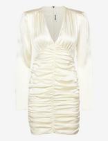 ROTATE - Satin Mini Gathered Dress - Trumpa suknelė - Balta