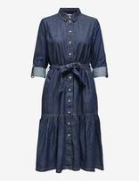 ONLY - Onlsevigny Frill 3/4 Sl Long Dress Dnm - Marškininė suknelė - Mėlyna