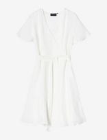 Lexington Clothing - Belted Linen V-Neck Dress - Trumpa suknelė - Balta