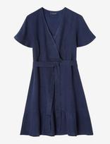 Lexington Clothing - Belted Linen V-Neck Dress - Trumpa suknelė - Tamsiai mėlyna
