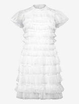 Bubbleroom - High Neck Tulle Frill Dress - Trumpa suknelė - Balta