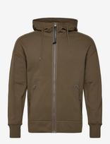 C.P. Company - Diagonal Raised Fleece Goggle Zipped Hoodie - Džemperis - Chaki spalva