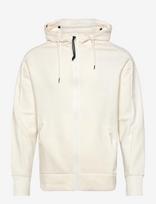 C.P. Company - Diagonal Raised Fleece Goggle Zipped Hoodie - Džemperis - Kreminė spalva