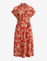 Lauren Women - Floral Belted Crepe Dress - Iki kelių ir midi suknelės - Raudona