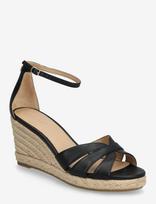 Lauren Ralph Lauren - Nellie Nappa Leather Espadrille - Espadrilės su kulniukais - Juoda