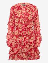 Lauren Ralph Lauren - Print Ruffle-Trim Georgette Tiered Dress - Iki kelių ir midi suknelės - Raudona