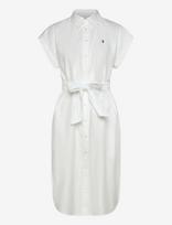 Polo Ralph Lauren - Belted Cotton Oxford Shirtdress - Iki kelių ir midi suknelės - Balta