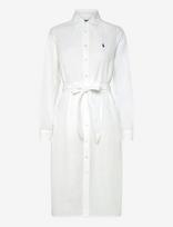 Polo Ralph Lauren - Cotton-Linen Belted Shirtdress - Iki kelių ir midi suknelės - Balta