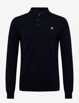 Lyle & Scott - Cotton Merino Long Sleeve Knitted Polo - Marškinėliai ilgomis rankovėmis - Tamsiai mėlyna