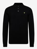 Lyle & Scott - Cotton Merino Long Sleeve Knitted Polo - Marškinėliai ilgomis rankovėmis - Juoda