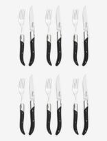 Laguiole By Hâws - Laguiole By Hâws 6 Steak Knives And 6 Forks - Black Wood - Stalo įrankių rinkinys - Juoda