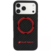 Audi RSQ Carbon Fiber Sport Red Circle MagSafe dėklas iPhone 18 Pro Max / 17 Pro Max, juodas