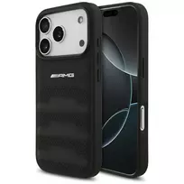 Mercedes AMG Leather Debossed Lines Logo dėklas, skirtas iPhone 18 Pro / 17 Pro, juodas