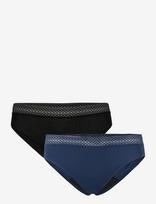 Schiesser - Rio Period Panties, 2-Pack, Lace, Black/Dark Blue - Schiesser Care - Kelnaitės - Marga / raštuota