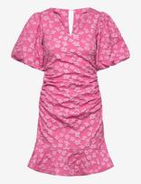 Bubbleroom - Jacquard Flounce Short Dress - Trumpa suknelė - Rožinė