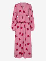 Bubbleroom - V-Neck Flounce Maxi Dress - Ilga suknelė - Rožinė
