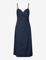 STINE GOYA - Embroidered Canvas, Strap Eyelet Midi Dress - Iki kelių ir midi suknelės - Tamsiai mėlyna