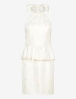 Malina - Katy Jacquard Ruffled Halterneck Mini Dress - Trumpa suknelė - Balta