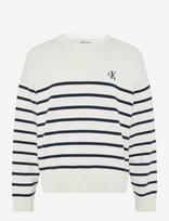 Calvin Klein Jeans - Ls Rlxd Cotton Crewnk Swtr 7Gg - Apvalios apykaklės megztinis - Balta