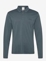Calvin Klein - Ls Slim Supima Logo Patch Polo - Marškinėliai ilgomis rankovėmis - Tamsiai mėlyna