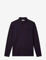 Calvin Klein - Ls Slim Supima Logo Patch Polo - Marškinėliai ilgomis rankovėmis - Tamsiai mėlyna