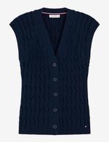 Tommy Hilfiger - Mid Gg Cable Vest Cardi - Megzta liemenė - Tamsiai mėlyna
