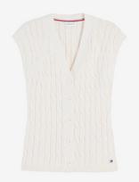 Tommy Hilfiger - Mid Gg Cable Vest Cardi - Megzta liemenė - Kreminė spalva