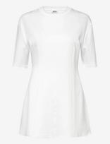 Monki - Short-Sleeved Cotton Mini Dress - Trumpa suknelė - Balta