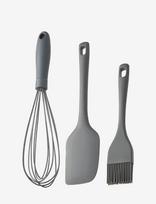 Dorre - Cookie Silicone Utensil Set: Whisk 39 Cm, Brush 20 Cm, Spatula 27 Cm - Mentelės ir tešlos grandikliai - Pilka
