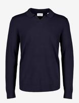 Lindbergh - Soft Viscose Blend V-Neck Polo - V formos iškirptės megztinis - Tamsiai mėlyna