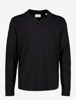 Lindbergh - Soft Viscose Blend V-Neck Polo - V formos iškirptės megztinis - Juoda