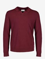 Lindbergh - Soft Viscose Blend V-Neck Polo - V formos iškirptės megztinis - Burgundiška splava