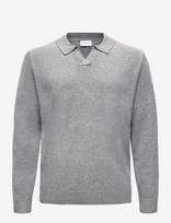 Lindbergh - Soft Viscose Blend V-Neck Polo - V formos iškirptės megztinis - Pilka
