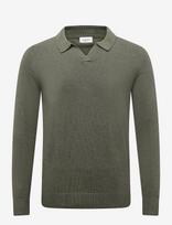 Lindbergh - Soft Viscose Blend V-Neck Polo - V formos iškirptės megztinis - Chaki spalva