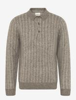 Lindbergh - Jacquard Knitted L/S Polo Cardigan - Marškinėliai ilgomis rankovėmis - Smėlio