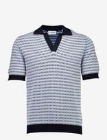 Lindbergh - Jacquard S/S V-Neck Polo - V formos iškirptės megztinis - Tamsiai mėlyna