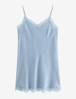 Lindex - Nightdress In Satin With Lace Trim - Naktiniai marškiniai - Mėlyna