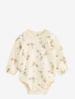 Lindex - Long-Sleeved Bodysuit With Flowers - Ilgarankovis bodis - Kreminė spalva