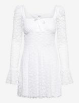 Bubbleroom - Square Neck Lace Dress - Trumpa suknelė - Balta