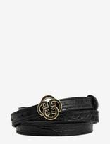 Gant - Monogram Buckle Slim Croco Belt - Laisvalaikio diržas - Juoda