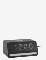 KARLSSON - Alarm Clock Retro W. Light Led Black Wood Veneer - Žadintuvas - Juoda