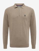 U.S. Polo Assn. - Umsanka Polo Ls Knt - Megztinis su užtrauktuku - Smėlio