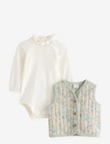 Lindex - Set With Bodysuit And Vest - Bodžių rinkinys - Kreminė spalva