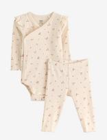 Lindex - Set With Wrap Bodysuit And Leggings - Bodžių rinkinys - Kreminė spalva
