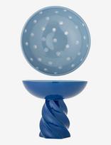 Bloomingville - Riley Pedestal Bowl - Dekoratyvinė lėkštė - Mėlyna