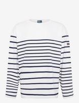 Polo Ralph Lauren - Relaxed Fit Striped Jersey Pullover - Apvalios apykaklės megztinis - Balta